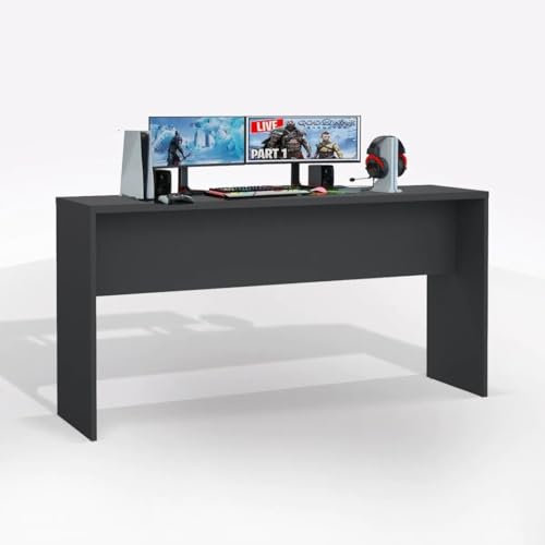 Bissolo Casa Scrivania Gaming Moderna, 150x40x75,6 cm, Grigio Opaco, Design Rettangolare, Laminato