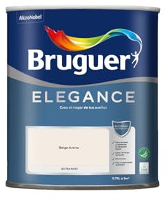 Bruguer Elegance Pintura Monocapa Extra Mate para Paredes y Techos, Interior y Exterior protegidos, Ultra Lavable, Resistente al Desgaste y Manchas, Con conservante Antimoho, Beige Arena 750 ml