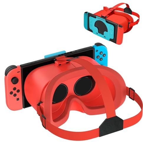 Upgraded VR Headset for Nintendo Switch & Switch OLED Model, Switch Virtual Reality Glasses with Adjustable HD Lenses and Comfortable Head Strap, 3D Goggles for Switch Accessories (Orange& Blue)