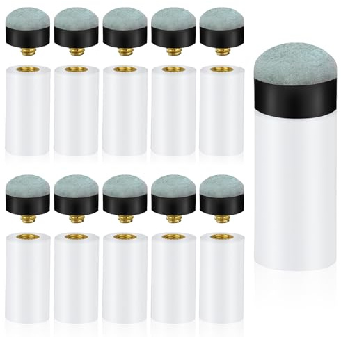 flintronic Billard Queue Spitzen Ersatz Schraub Tipps mit Pool Queue Zwinge, 12mm, 10mm, 20 Stück, Ersatz-Schraubspitzen, Leder Billard Queue Tipps, Billard Queue Zubehör für Billardstöcke Snooker