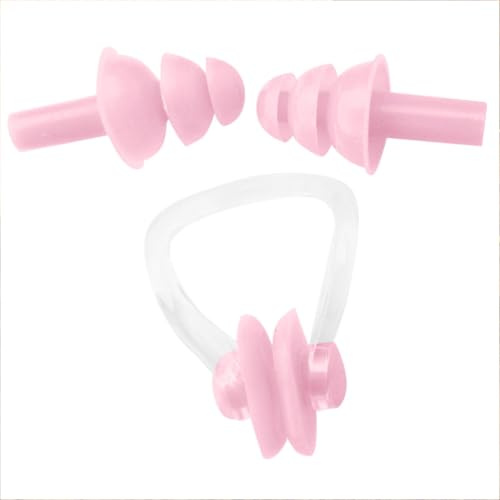 QUXVUIS Wasserdichter Silikon Nasenclip Weicher Schwimm Anti Rutsch Ohrstöpsel Sporting Surfing Earbuds Water Sports Ear Protector, Rosa