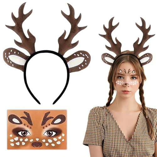 HOKYYCC Reh Haarreif, Reh Ohren, geeignet für Erwachsene und Kinder, Rentier Haarreif, Geeignet für Karnevalskostüme, Festivalkleidung, Mottopartys und Cosplay-Kopfbedeckungen (B)