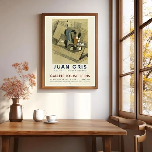 LTjiajuypd Nachdruck eines Vintage-Ausstellungsplakats von 1965 für Werke von Juan Gris, Poster-Leinwanddruck, Heimdekoration, Wandbild (60x80cm)