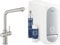 GROHE Blue Home - Starter Kit (L- Auslauf, 3 gefilterte und gekühlte Wasserarten, für GROHE Blue Filter S-Size, Filterkopf mit flexibler Wasserhärteeinstellung), supersteel, 31454DC1