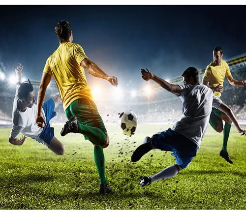 decomonkey Fototapete Fußball 250x175 cm XL Tapete Fototapeten Vlies Tapeten Vliestapete Wandtapete moderne Wandbild Wand Schlafzimmer Wohnzimmer Kinderzimmer Jugendzimmer Fußballplatz Ball