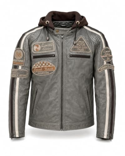 URBAN 5884 Herren Motorradjacke aus Lammleder – 58 GENTS | Herren Motorradjacke aus Lammleder mit herausnehmbaren Protektoren für Rücken, Schultern und Ellenbogen