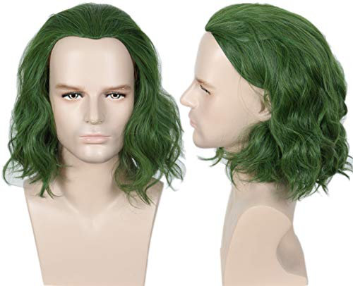 Linfairy Short Green Clown Perücke Halloween Cosplay Kostüm Curly Perücke