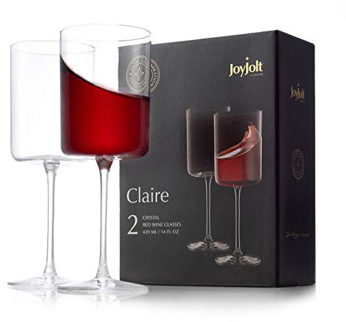 JoyJolt-Rotweingläser der Claire-Kollektion im 2er Set, große Weingläser für 420 ml, ultra-elegantes Design mit breiten Rändern, ideal für besondere Anlässe, Hausbar