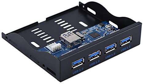Hopcd USB3.0-Disketten-Frontplatte, 3,5-Zoll-Multifunktions-Floppy-Panel-Erweiterung 19-poliger USB3.0-Hub mit 4 Anschlüssen, Plug & Play für Desktop-Anschluss/Adapter