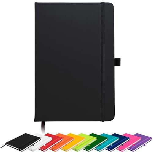 BLANCO BASIC A5 unliniertes Notizbuch mit Stiftschlaufe, Gummibandverschluss, Lesebändchen und Stiftschlaufe Notizblock Notizbuch Tagebuch (schwarz)