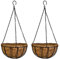2 PCS Adjustable Hanging Flower Basket with Metal Chain Coconut Coir Liner Round Watering Flower Pots Plant Holder Garden Porch Decor for Outdoor Indoor (8 inch)