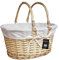 H-LINE Brown Oval Traditional Split Willow Shopping Basket with Folding Handles Vintage Storage Wicker Christmas Hamper