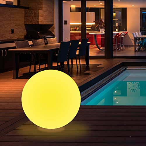 wuuhoo® lámpara solar LED de bola Gloria 16 colores 20-50cm, lámpara globo esfera solar resistente a la intemperie y regulable con mando a distancia 50 cm