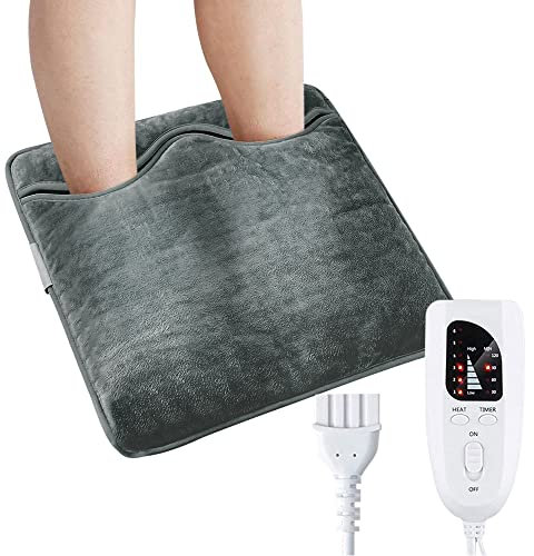 Jooheli Chauffe-pieds, chancelière électrique avec 6 niveaux de température et protection contre la surchauffe avec arrêt automatique, lavable en machine, 50 W (chauffage des pieds)