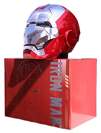 MXXYM Iron Man Casque 1: 1, MK5 Portable, ouverture et fermeture électriques, masques complets pour Halloween, cadeau d'anniversaire, avec voix de voeux,BGGNG commande tactile A