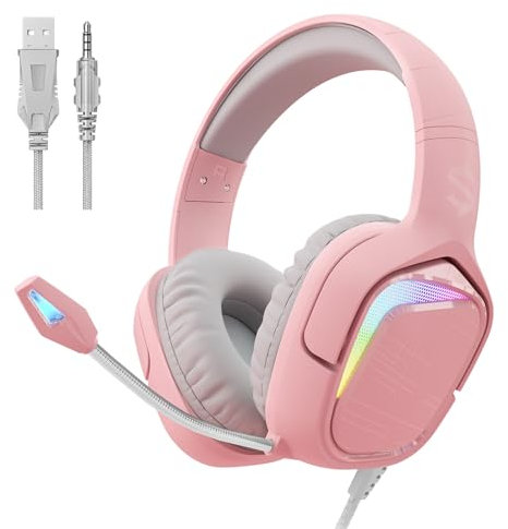 Black Shark Cuffie da gioco per PC, PS4, PS5, Xbox, Switch, Cuffie da Gioco con Microfono Flessibile Ultra Chiaro, Driver Dinamici da 50 mm, Cuscinetti Acustici, Comandi in Linea (Rosa)