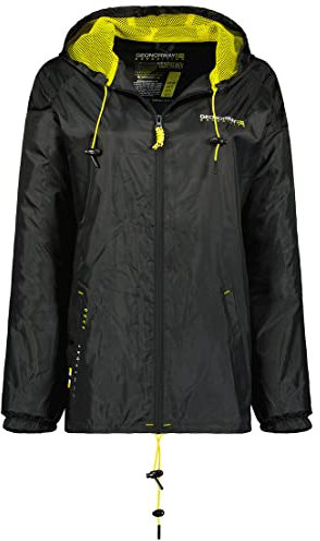 Geographical Norway Boat Lady - Veste Coupe Vent Femme Outdoor - Blouson Imperméable Manches Longues Femmes - Manteau Tactique Résistant Pluie (Noir L Taille 3)