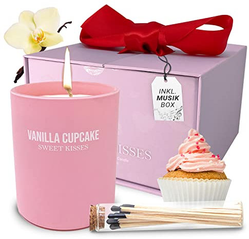 Duftkerze in hochwertiger Geschenkbox mit Streichhölzern | Handgemachte Kerze aus natürlichem sojawachs | bis zu 60h Brenndauer | perfektes Geschenkset mit Musikbox | Duftnote