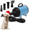 XKISS Soffiatore per Cani 3200W/4.5 PS, Asciugatore per Cani,Continua con velocità e Temperatura Regolabile Asciugacapelli per Animali Domestici, con 4 Ugelli Diversi (Blu)