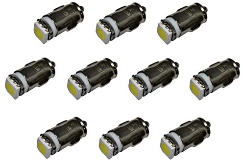 LED-Mafia 10x BA7s - 6V - weiß blau rot grün gelb - warmweiß kaltweiß 5050 SMD für Glühbirne Instrumentenbeleuchtung Spielzeug (kaltweiß)