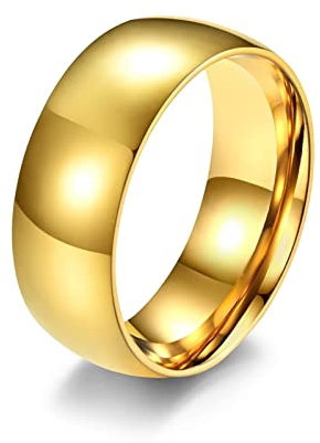 Gold Ring 49, Ehering für Männer 8MM Innen- und Außenbogen Modeschmuck Jubiläumsgeschenk für Sie