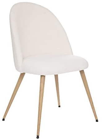 UNIVERSDECOR - Chaise Bouclette Slano Pieds métal Imitation hêtre Atmosphera