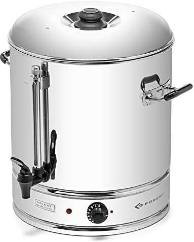 Forgast Erogatore di Acqua Calda 30 Litri, Acciaio Inox, Bollitore Acqua Professionale, Macchina per Bevande Calde, per la Preparazione del Tè, per Hotel, Catering, Ristoranti, 3000 W