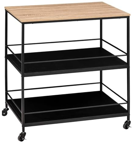 5 five simply smart Servierwagen, groß, 2 Ebenen, Schwarz Aliaj