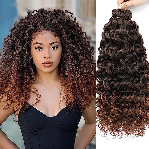GoGo Curl Crochet Braids Hair 14 Inch 8 Packs Ocean Deep Wave Crochet Hair Extensions Synthetic Curly Crochet Hair for Black Women（TB/30）