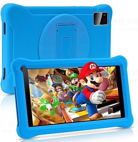 Tablet per Bambini 7 Pollici, 4 RAM 64GB ROM (TF CARD 128GB) Google Certificated, Kids Software Pre-Installed, Wifi,Tablet PC con Custodia Protettiva per Tablet Antiurto