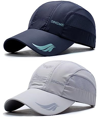 AYPOW 2 Stück Baseball Caps für Herren, Unisex Schnell Trocknend Baseball Cap Baseballkappe mit Verstellbarer Schnalle, Sports Mesh Baseball Cap für Herren und Damen - 56-60CM