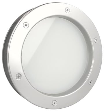 MLS Bullauge B4000, Bullauge für Türen, aus Robustem Aluminium, VSG-Sicherheitsglas, Passend für 40 mm Starke Türen, Beidseitig Sichtbare Befestigungsschrauben, 300 mm Durchmesser, Mattes Glas, Silber
