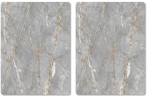 Pagnanno Hob Covers Chopping Board Pack of 2 - Versatile Kitchen Board Glass Worktop Savers - Heat Resistant Sink Boards, Worktop Protectors - Marble Effect Grey (Design 13, 50x40CM)