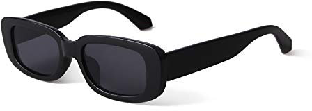 Laurinny Rechteck Sonnenbrille für Damen Herren 90er Mode Wide Square Frame Retro Chunky Sonnenbrille