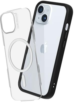 RhinoShield Modulares Case kompatibel mit MagSafe für [iPhone 15] | Mod NX - Überragender Magnet, Individuell anpassbare, strapazierfähige Schutzhülle 3.5M / 11ft Fallschutz - Schwarz