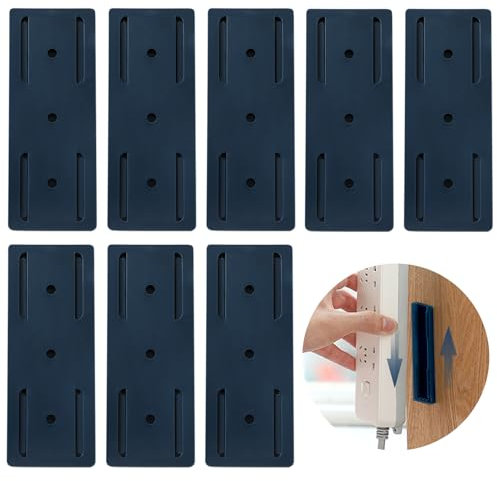 AZWOOD Self-Adhesive Punch-Free Base Holder, Pack of 8 Power Strip Holder, Wall Mount, Socket Fixer, Sockets Holder, Stand for Socket, Router, Kitchen, Organising