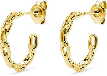 ESPRIT Damen-Creolen 925er Silber One Size Gelbgold 32024491
