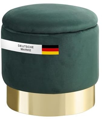 Albatros Hocker mit Stauraum Nizza – Sitzhocker mit Stauraum, Modernes Design, Edler Samt-Bezug – Sitztruhe oder Sitzbank mit Stauraum – optimal als Fußhocker oder Hocker Schminktisch, Grün