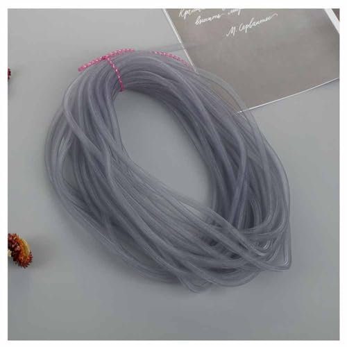SHTGOI 3 Stück 25m Elastische Mesh Schlauch Basteln 8mm Netz-Rohr Flex Netzschlauch Meterware Kreative Netzschnur DIY Schmuck Zubehör für Schleife Armband Halskette Kränze Handwerk Grau