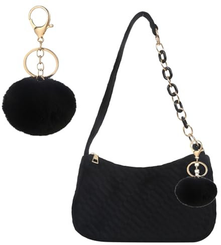 LQSCJS Umhängetasche Damen Handtasche, Umhängetasche Tasche, y2k Shoulder Bag, 90er Jahre Umhängetasche Damen, Handtasche Vintage für Frauen Dating Reisen Party Einkaufe (Schwarz-3)