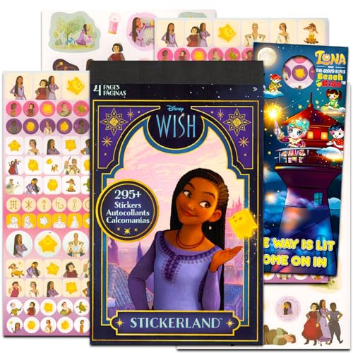 Disney Wunschaufkleberbuch für Mädchen – Disney Wish Sticker Pack Bundle mit 295+ Wunschaufklebern für Kinder im Alter von 4–8 Jahren plus Türhänger | Disney Wish Party Supplies