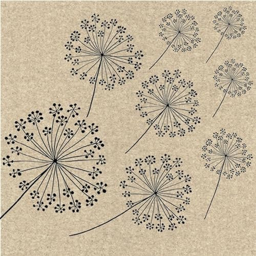 20 Servietten Natur nachhaltig aus Recycling-Papier Pusteblumen als Tischdeko. Papierservietten mit Motiv. Auch für Decoupage und Serviettentechnik 33x33cm