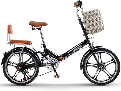 Kcolic 20 Zoll Faltrad Citybike, Ultraleichtes Tragbares Faltrad, Retro Stil Citybikes Faltbares Trekkingrad, Leichtes Fahrrad Für Ausflüge Im Freien Black,20inch