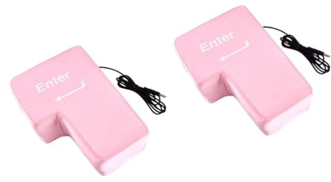 FOMIYES 2pcs Big Enter Key Laptop Computer Office Laptop Animal Toy Travel Pillow Adult Toy Desk Enter Toys Table Pillow for Kids Office Sleeping Pillow Sandbag Cloth On The Lap Pink