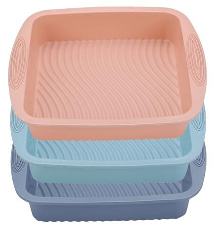 OnIUeZky 3Pcs/Set Silicone Baking Pan Silicone Cake Baking Mold Cake Pan Moulds Heat Resistant Square Baking Pan Easy Release Silicone Bread Loaf Pan Food Grade Silicone Cake Pan for Oven, Microwave