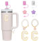 Letter Stanley Straw Cover 2Pcs Dustproof 10mm Straw Cover for Stanley Cup Accessories Include 2pcs Personalized Name ID A-Z Pearl Hangings Letter Stickers(C)