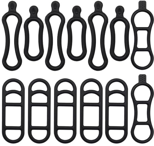 GOIYZTTR 13 Stück Fahrrad Silikonband Satz Fahrrad Stretch Gummiringe,Gummiband Lampenhalterun Geeignet für Fahrradscheinwerfer Rücklicht Taschenlampe-Schwarz