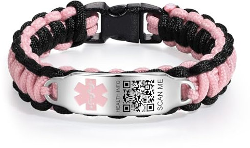 Medizinische Armbänder für Männer und Frauen mit QR-Code, medizinische Notfall-ID-Armbänder, Sport, wasserdichtes Silikon-Armband, passend für Handgelenke bis zu 22,9 cm – mehr Platz