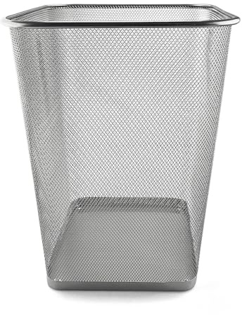 Netuno 1 Stück Papierkorb Metallnetz Silber 27 x 27 x 35 cm 18 L Netz-Mülleimer Büro-Eimer groß quadratisch Müll Behälter Mülltonne Abfall Korb Abfallbehälter Abfalleimer Papiereimer Drahtgeflecht