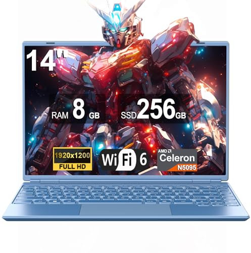 NOTODD Ordenador Portátil Win 11 Pro Celeron N5095 PC Portátil 14 Pulgadas FHD Pantalla IPS (8GB LPDDR4 RAM 256GB SSD Laptop), Portatiles Convertible 180°, 5G WiFi, Protege el Teclado Español - Azul